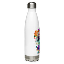 Load image into Gallery viewer, A side view of a &quot;Real Unicorn&quot; Stainless Steel Water Bottle from Real Unicorn Apparel over a white background.
