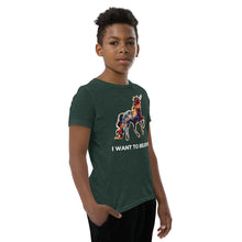 Load image into Gallery viewer, A heather forest tee from the &quot;I Want To Believe&quot; collection at Real Unicorn Apparel. This is a youth short sleeve version of the t-shirt.
