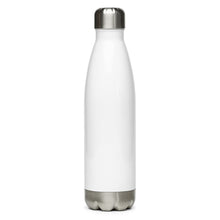 Load image into Gallery viewer, The back (no image of a unicorn) view of Real Unicorn Apparel&#39;s &quot;Real Unicorn&quot; Stainless Steel Water Bottle. The bottle is white with a silver top and bottom.
