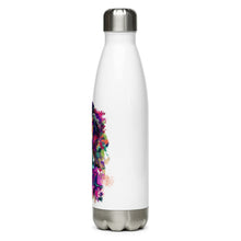 Load image into Gallery viewer, A shot of a stainless steel water bottle sold by Real Unicorn Apparel from a side view angle. 
